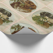 SCHATTIGEE KERSTHONDEN, HOLLYBERRIES, WINTERBLOEME CADEAUPAPIER (Hoek)