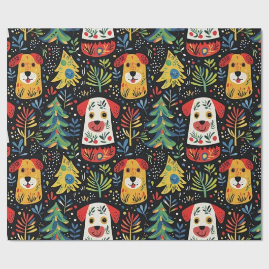 Schattigee Kersthonden inpakpapier (Vlak)