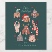 Schattigee Kersthonden Meowy Wijn Etiket (Enkel label)