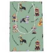 Schattigee kersthonden Patroon Geïllustreerde vaka Medium Cadeauzakje (Voorkant)