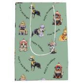 Schattigee kersthonden Patroon Geïllustreerde vaka Medium Cadeauzakje (Achterkant)