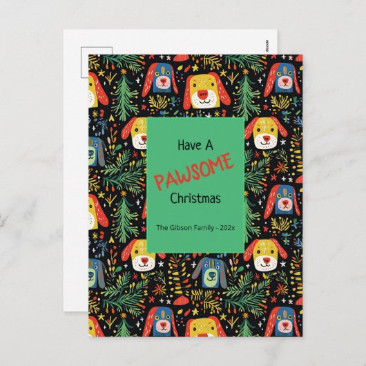 Schattigee kersthonden vakantie Briefkaart (Voorkant / Achterkant)