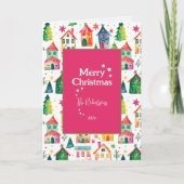 Schattigee kersthuizen gevouwen vakantie Kaart (Voorkant)
