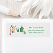 Schattigee kersthuizen retouradreslabels etiket (Insitu)