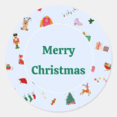 Schattigee kerstillustraties kleine ronde sticker (Voorkant)