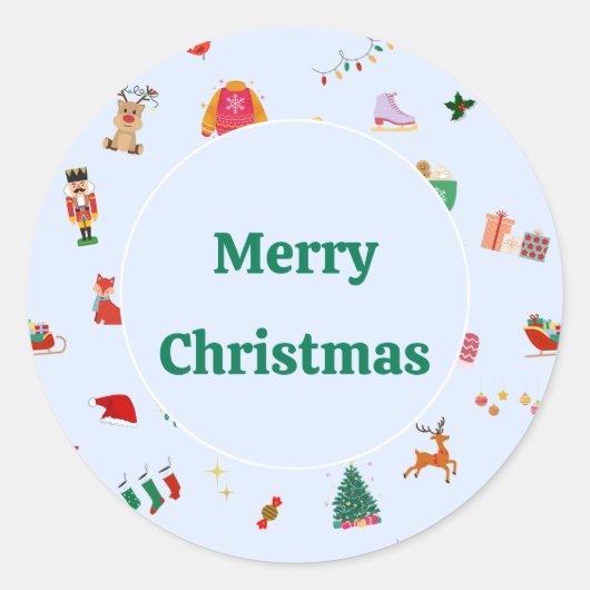 Schattigee kerstillustraties kleine ronde sticker (Voorkant)
