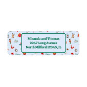 Schattigee kerstillustraties retour adreslabels etiket (Voorkant)