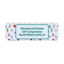 Schattigee kerstillustraties retour adreslabels etiket