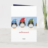 Schattigee kerstkaart met pinguïns en binnentekst feestdagen kaart (Achterkant)