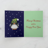 Schattigee kerstkaart met pinguïns en binnentekst feestdagen kaart (Binnen)