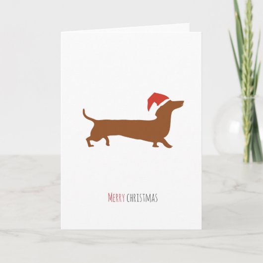Schattigee kerstkaart van Santa Dachshund Feestdagen Kaart (Voorkant)
