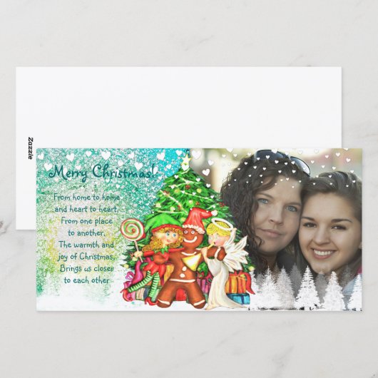Schattigee kerstkaarten 100% gepersonaliseerde fot feestdagenkaart (Voorkant / Achterkant)