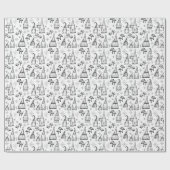 Schattigee kerstkabouters, champignons & sneeuwvlo cadeaupapier (Vlak)