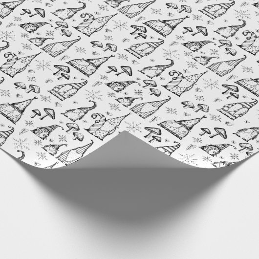 Schattigee kerstkabouters, champignons & sneeuwvlo cadeaupapier (Hoek)