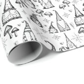 Schattigee kerstkabouters, champignons & sneeuwvlo cadeaupapier (Rol Hoek)