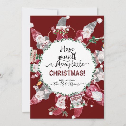 Schattigee kerstkabouters houden van vreugdevredef feestdagenkaart (Voorkant)