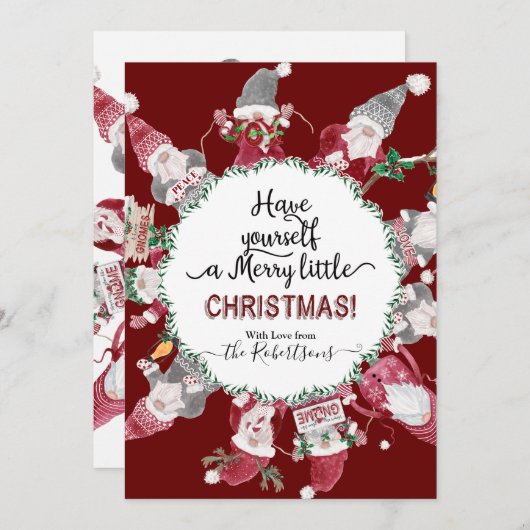 Schattigee kerstkabouters houden van vreugdevredef feestdagenkaart (Voorkant / Achterkant)