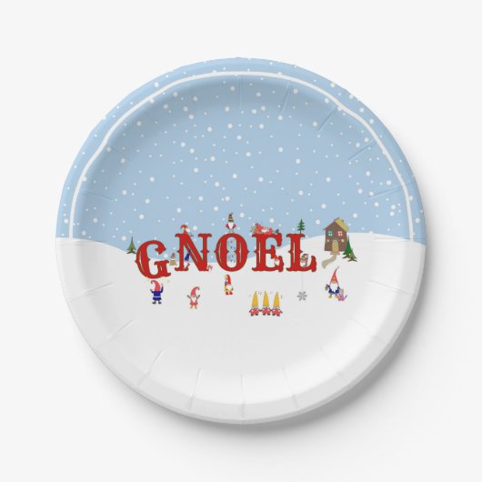 Schattigee kerstkabouters in Snow NOEL Holiday Par Papieren Bordje (Voorkant)