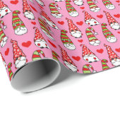 Schattigee kerstkabouters, rood hart roze cadeaupapier (Rol Hoek)