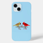 Schattigee kerstkardinalen en rode bessen Case-Mate iPhone case (Achterkant)