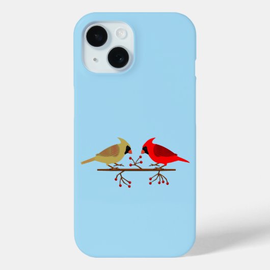 Schattigee kerstkardinalen en rode bessen Case-Mate iPhone case (Achterkant)