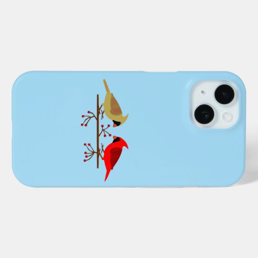 Schattigee kerstkardinalen en rode bessen Case-Mate iPhone case (Achterkant (horizontaal))