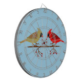 Schattigee kerstkardinalen en rode bessen dartbord (Voorkant Links)