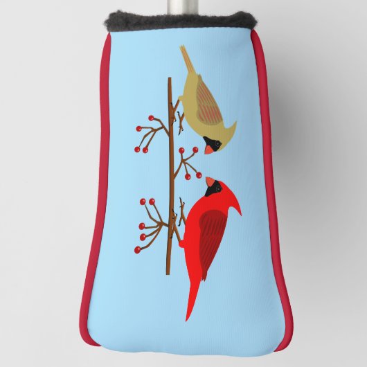 Schattigee kerstkardinalen en rode bessen golfheadcover (Draai 90)