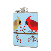 Schattigee kerstkardinalen en rode bessen heupfles (Links)