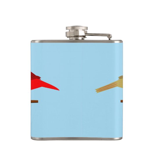 Schattigee kerstkardinalen en rode bessen heupfles (Achterkant)