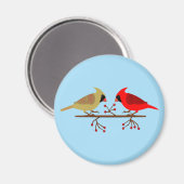 Schattigee kerstkardinalen en rode bessen magneet (Voorkant / Achterkant)