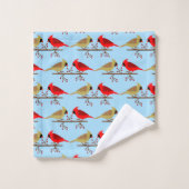 Schattigee kerstkardinalen en rode bessen met patr bad handdoek (Wasdoekje)