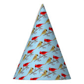 Schattigee kerstkardinalen en rode bessen met patr feesthoedjes (Links)