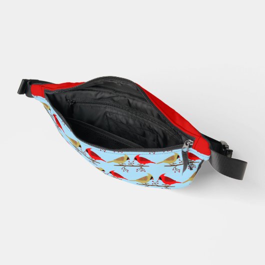 Schattigee kerstkardinalen en rode bessen met patr heuptasje (Open)