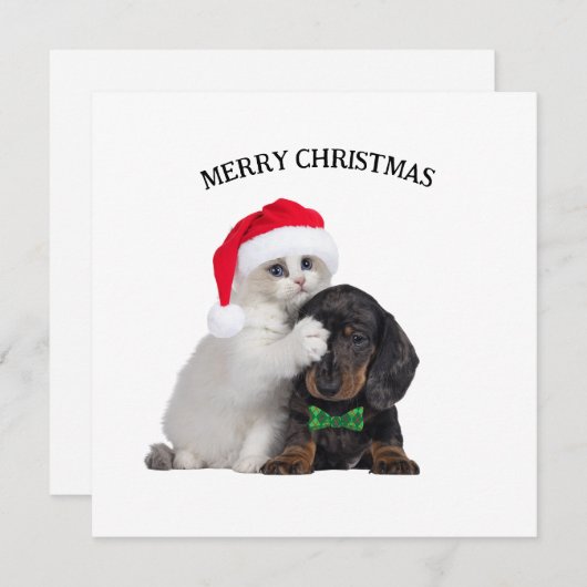 Schattigee kerstkat en grappige hondenkerstmis Kaa (Voorkant / Achterkant)