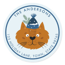 Schattigee kerstkat in blauw gebreid Pet