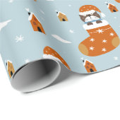 Schattigee Kerstkat in een Stocking Blue Snowflake Cadeaupapier (Rol Hoek)