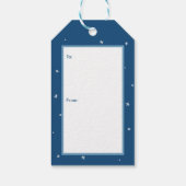 Schattigee Kerstkat in Gezellige Blauwe Knits Cadeaulabel (Achterkant)