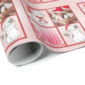 Schattigee kerstkat in roze achtergrond Uw foto to Cadeaupapier (Rol Hoek)