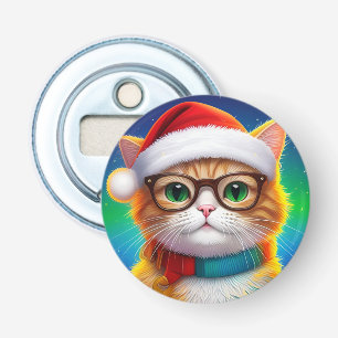 Schattigee Kerstkat Kerstman-68265 Button Flesopener