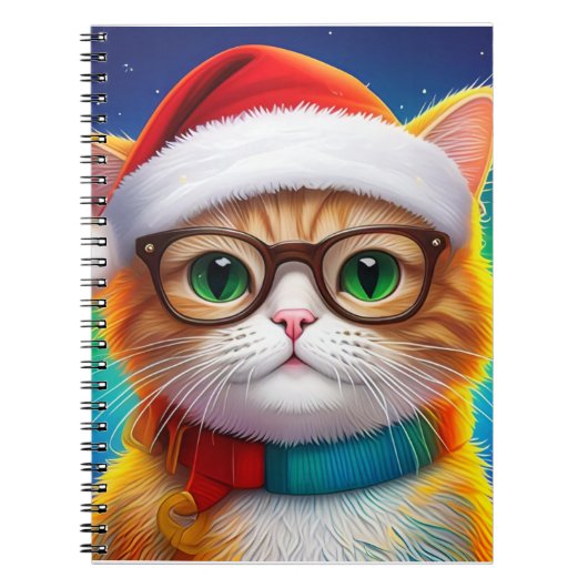 Schattigee Kerstkat Kerstman-68265 Notitieboek (Voorkant)
