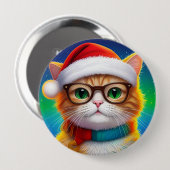 Schattigee Kerstkat Kerstman-68265 Ronde Button 4,0 Cm (Voorkant /achterkant)