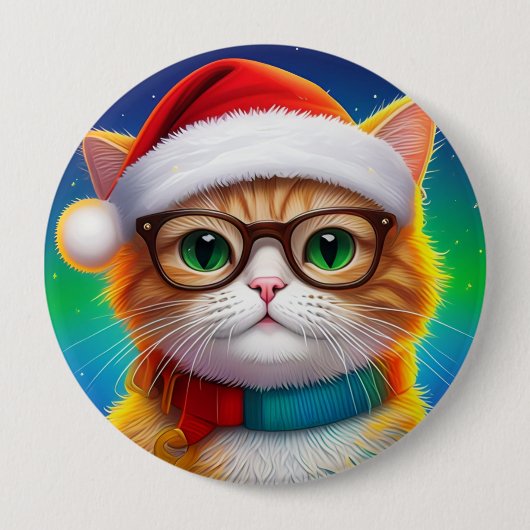 Schattigee Kerstkat Kerstman-68265 Ronde Button 4,0 Cm (Voorkant)