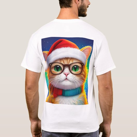 Schattigee Kerstkat Kerstman-68265 T-shirt (Achterkant)