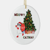 Schattigee kerstkat Meowy Catmas Keramisch Ornament (Rechts)