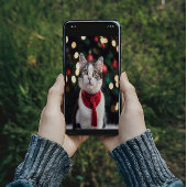 Schattigee kerstkat met een strik poster