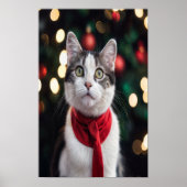 Schattigee kerstkat met een strik poster (Voorkant)