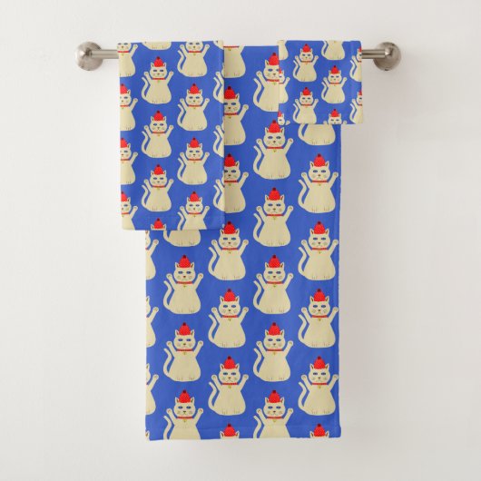 Schattigee kerstkat met patroon bad handdoek (Insitu)