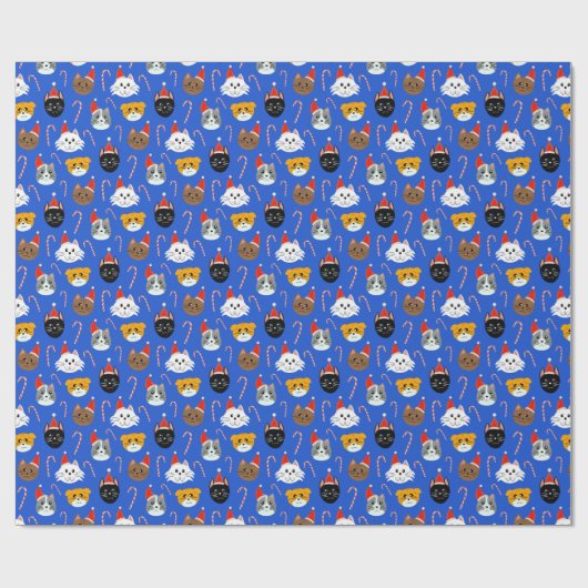 Schattigee kerstkat met patroon cadeaupapier (Vlak)