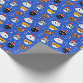 Schattigee kerstkat met patroon cadeaupapier (Hoek)